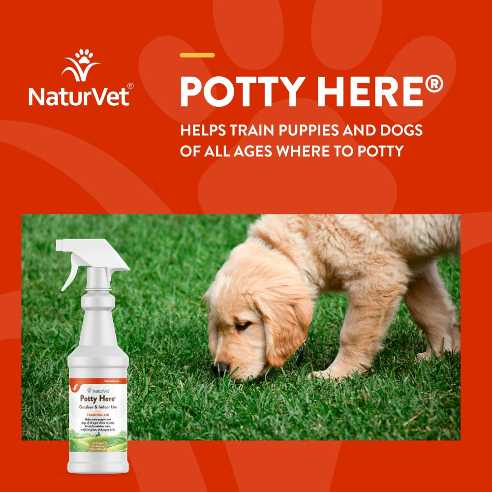NaturVet Potty Here outdoor use supports outdoor potty zone training.