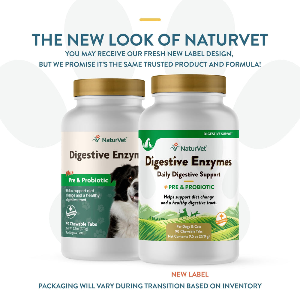 NaturVet Probiotics dog supplement bottle on shelf for gut support.