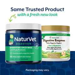 NaturVet probiotics and prebiotics for dogs in powder form, supporting digestion.