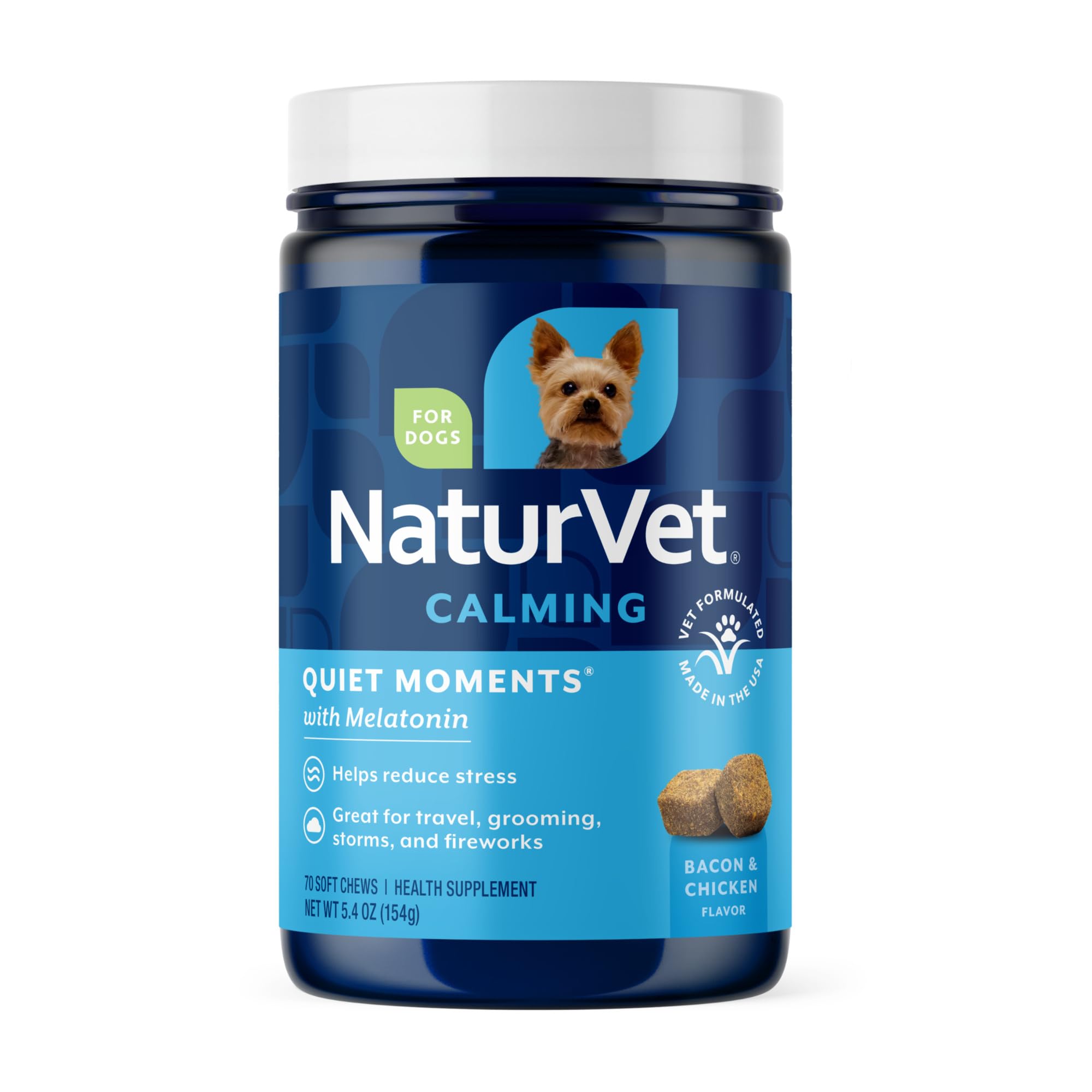 NaturVet Quiet Moments calming dog soft chews for peaceful evenings