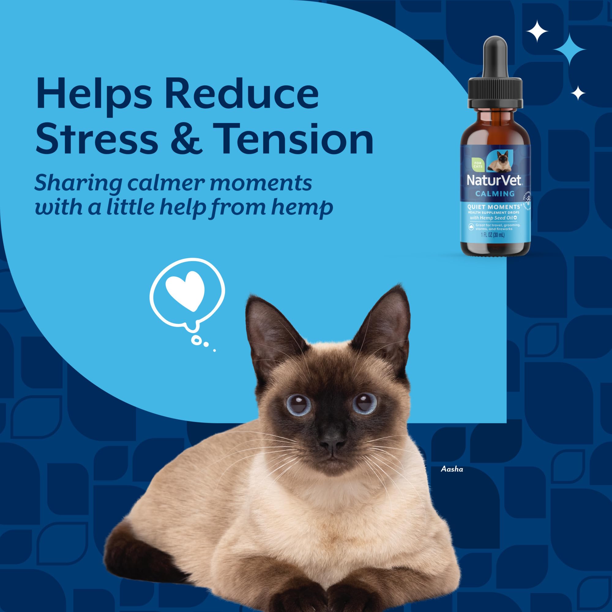 NaturVet Hemp Quiet Moments calms a cat during storms and fireworks