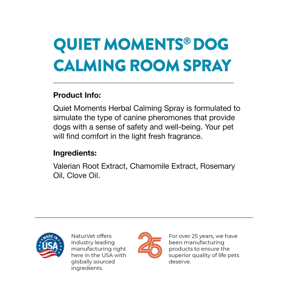 NaturVet Quiet Moments helps create a tranquil space in crates and cars during routines.