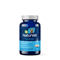 NaturVet Quiet Moments calming chews in a jar ease anxious dogs during storms.