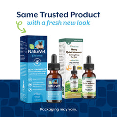 Close-up of NaturVet Hemp Quiet Moments dropper for easy administration