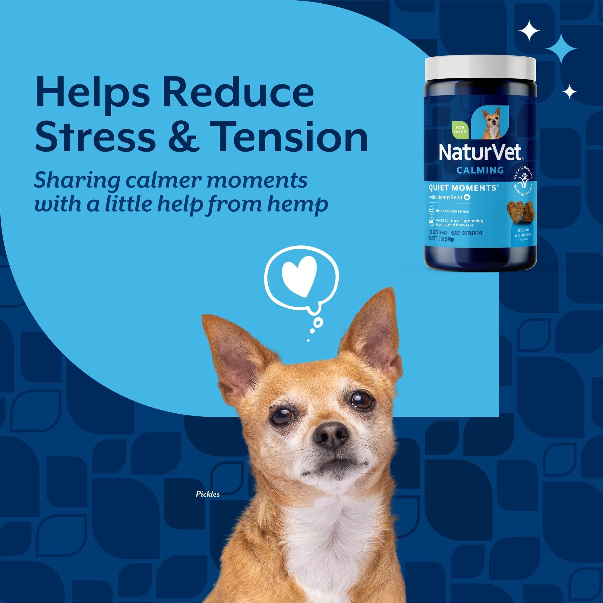 NaturVet Quiet Moments jar seal emphasizes freshness for calm support.