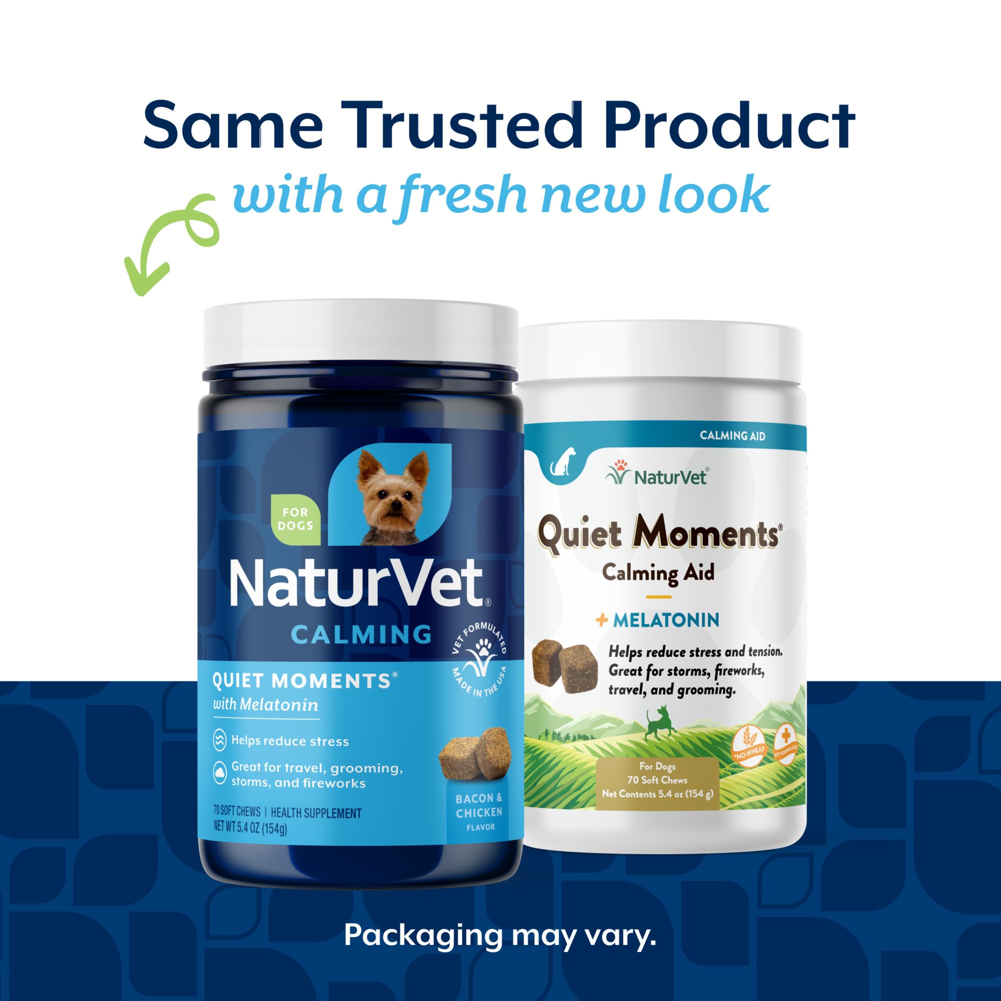 NaturVet Quiet Moments melatonin dog supplement bottle supports relaxed travels