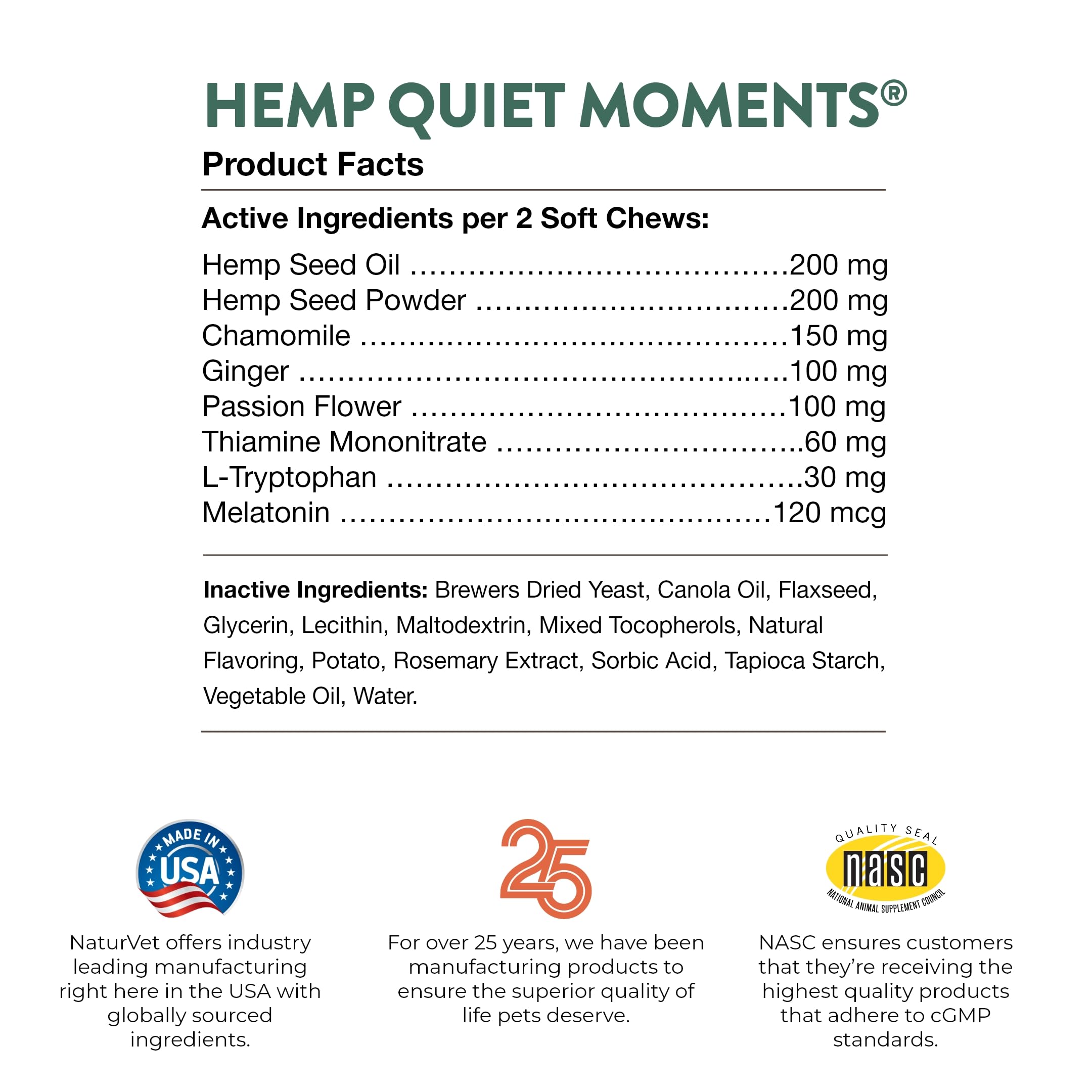 NaturVet Quiet Moments reseal lid preserves freshness after use.