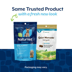 NaturVet Quiet Moments soft chews close-up showing bacon-chicken flavor dogs love