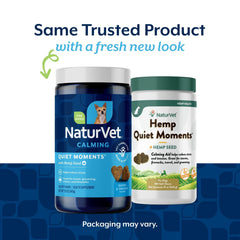 NaturVet Quiet Moments soft chews close-up highlight tasty calming aid.