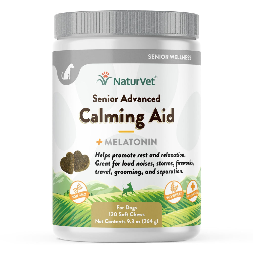 NaturVet Quiet Moments jar with soft chews promoting calm for anxious dogs