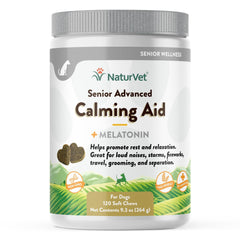 NaturVet Quiet Moments jar with soft chews promoting calm for anxious dogs