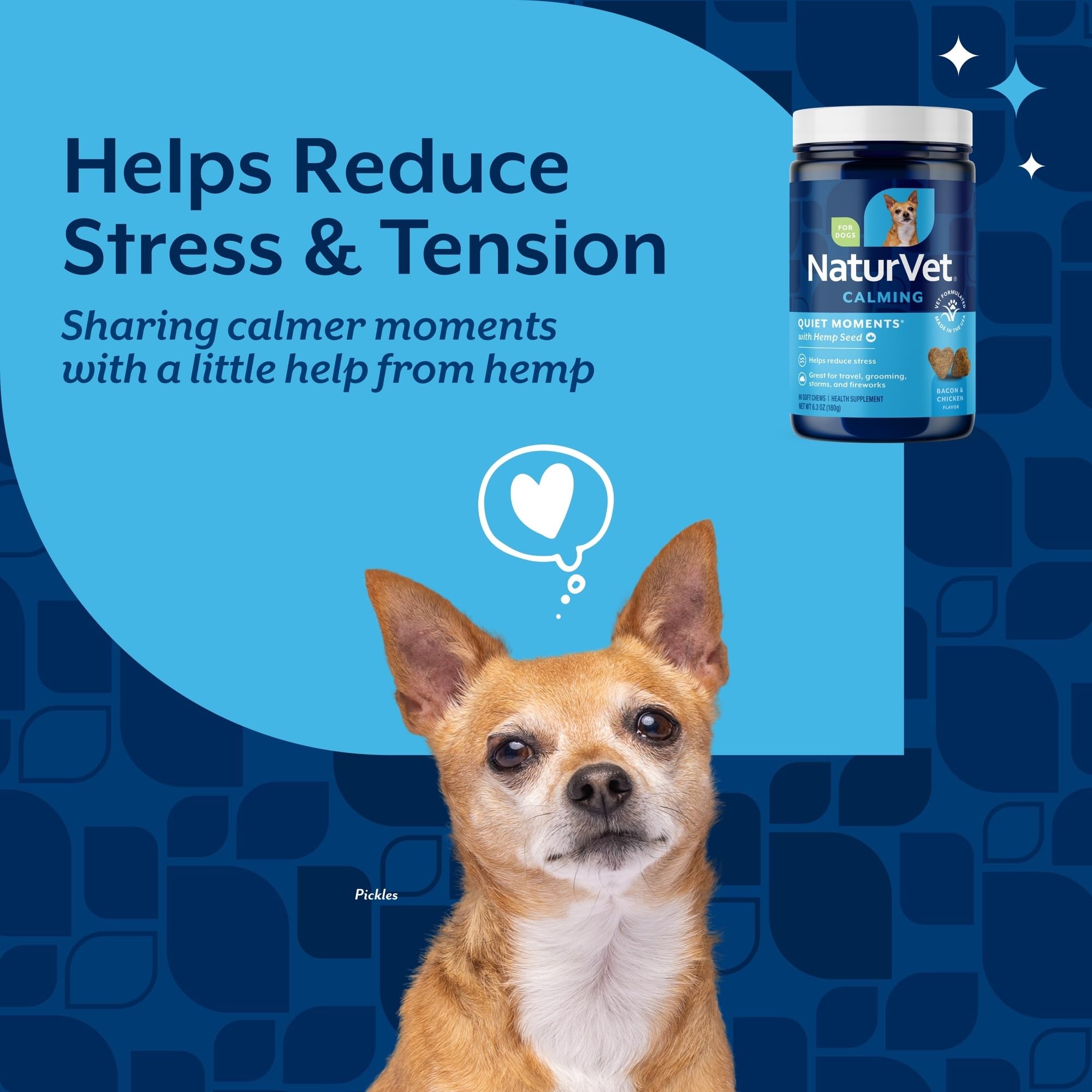 NaturVet Quiet Moments close-up texture reveals soft chew for easy administration