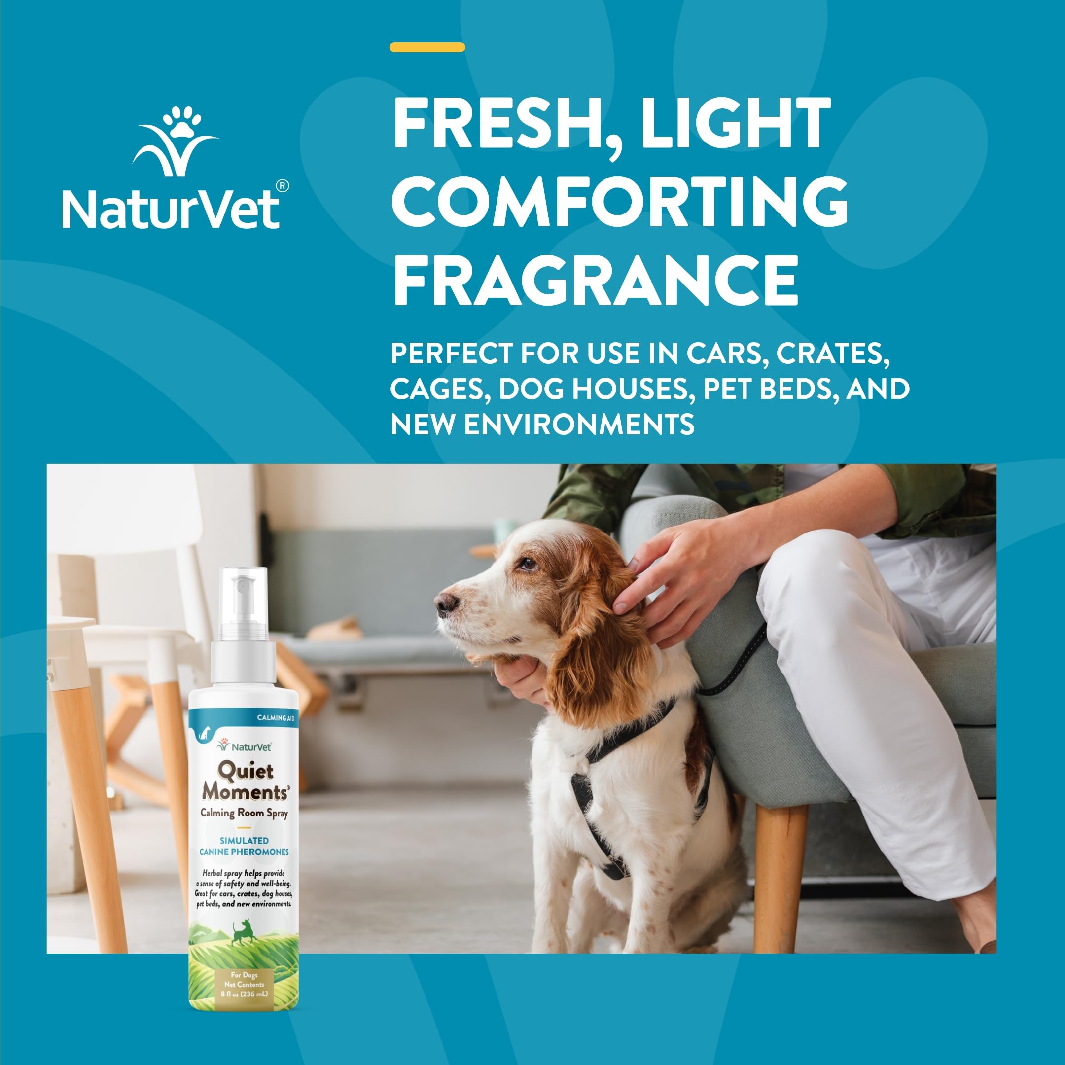 NaturVet Quiet Moments travel setup helps pets adjust in new places.