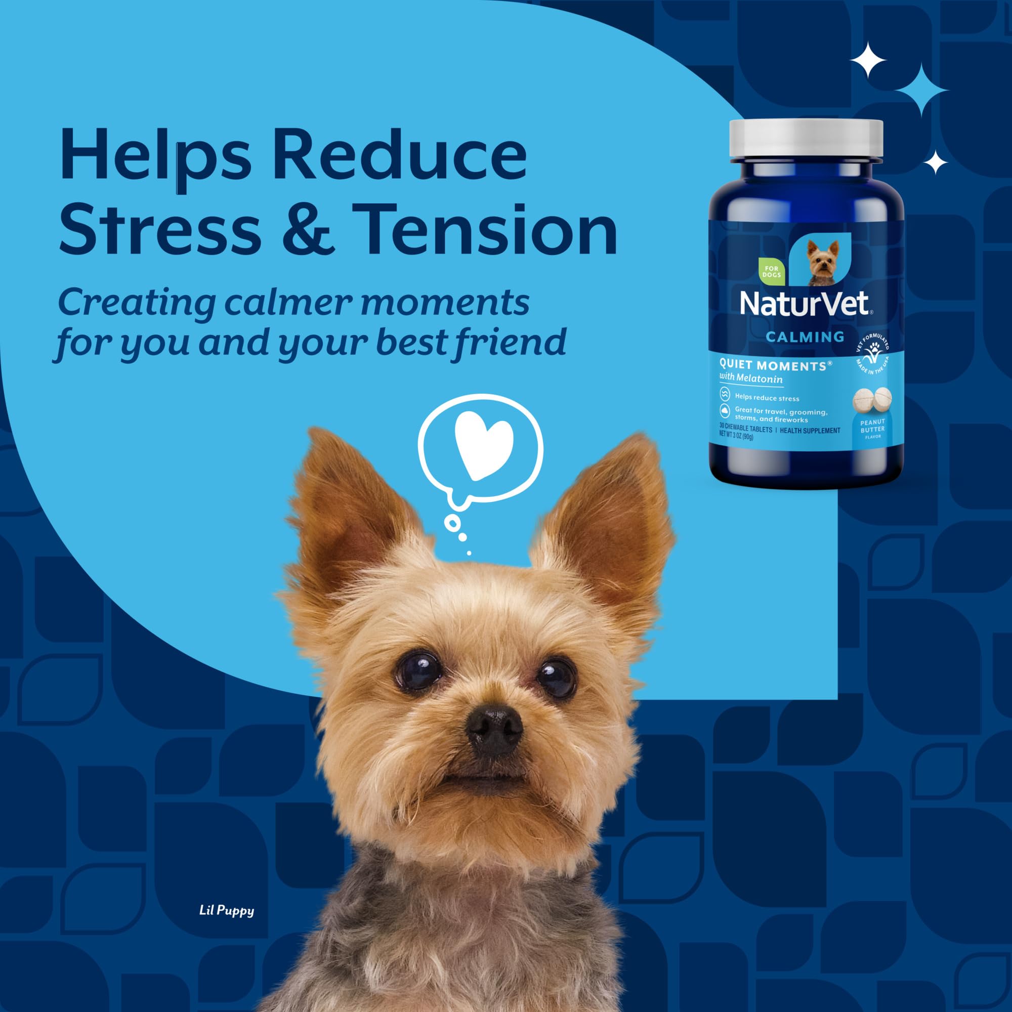 NaturVet Quiet Moments wheat-free dog chews offer a tasty calming option.