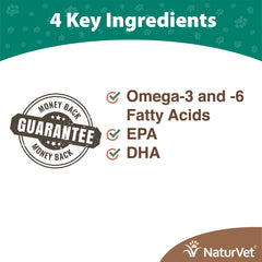 NaturVet salmon oil coat glow close-up shows a shiny, healthy-looking coat.