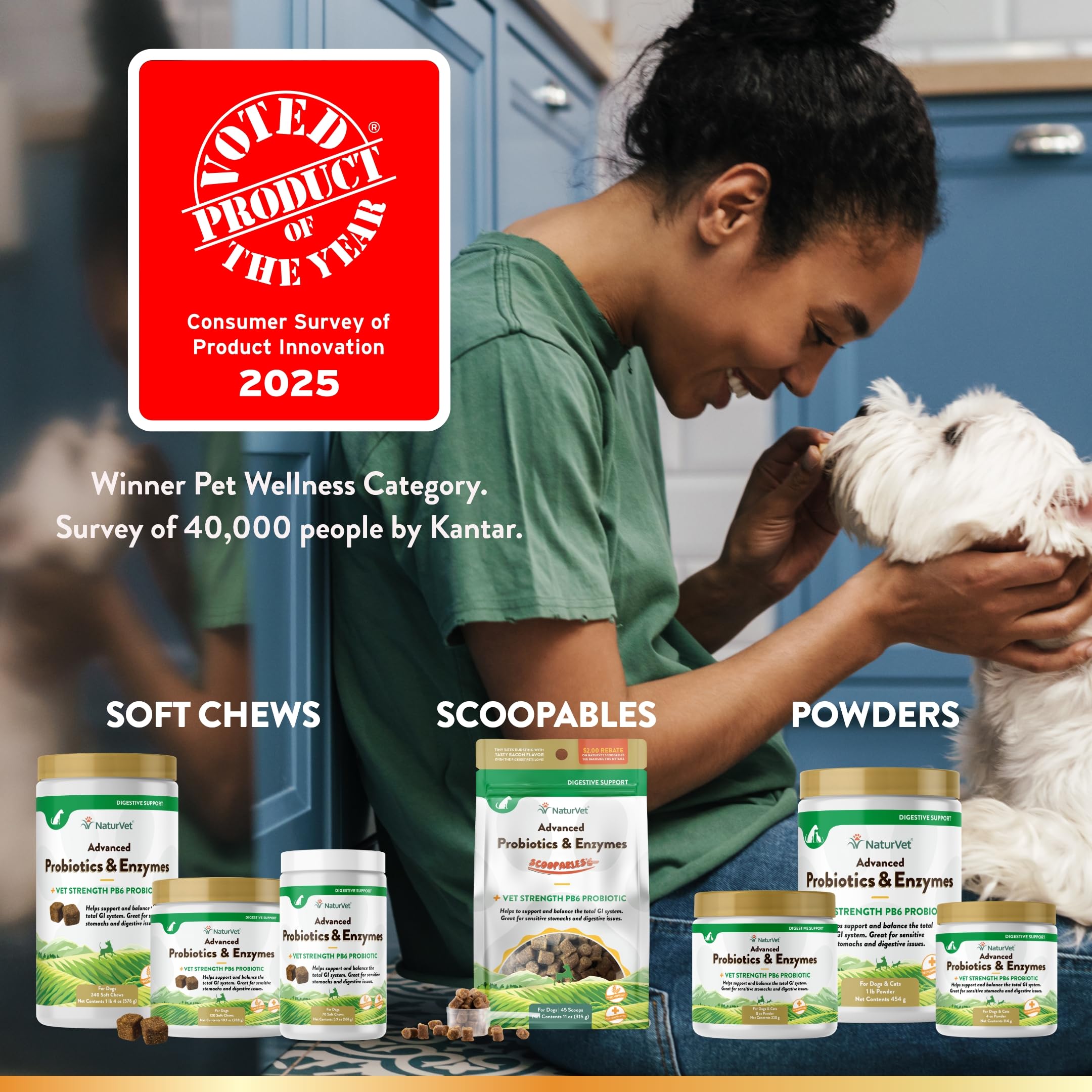 NaturVet Scoopables prebiotic fructooligosaccharides visual supporting gut health