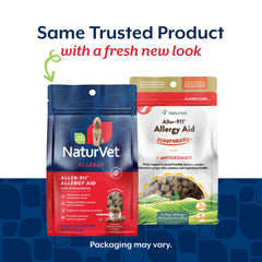 NaturVet Scoopables Aller-911 bag closeup highlights ingredients for antioxidants