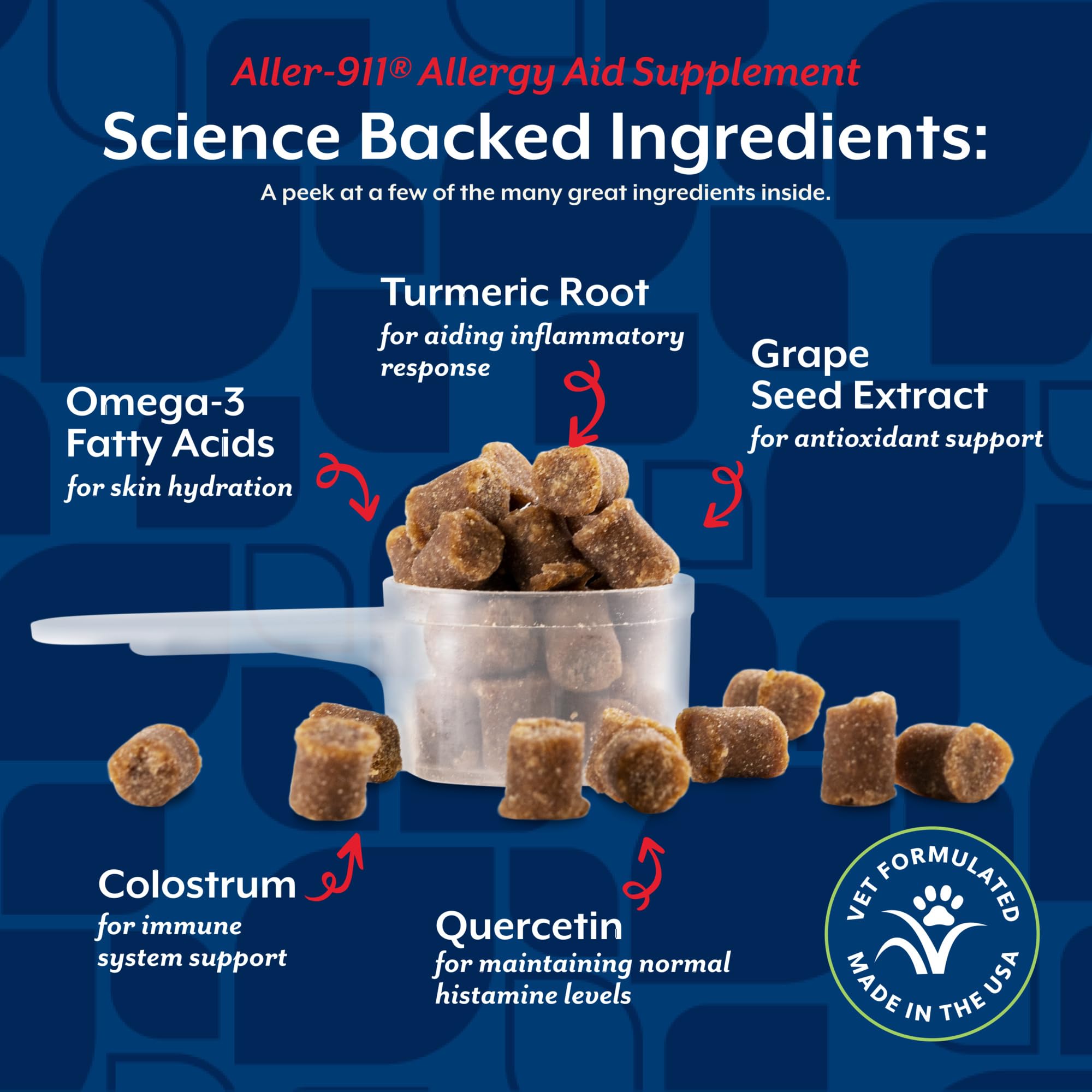 NaturVet Scoopables Aller-911 bag open to reveal ready-to-serve immune-supporting boost