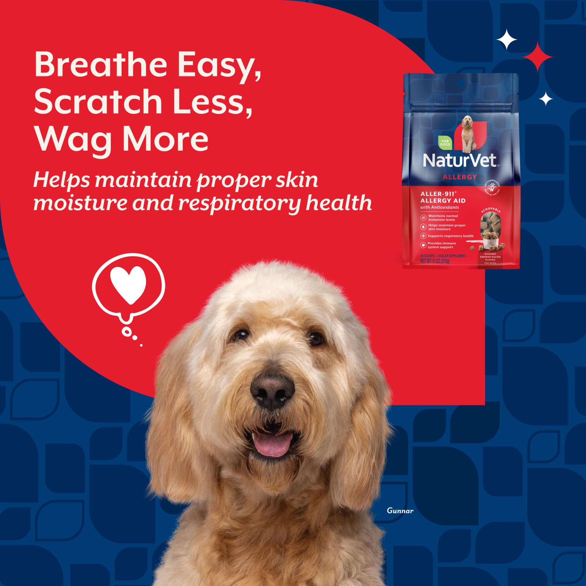 NaturVet Scoopables Aller-911 label with turmeric and pumpkin for immune-supporting antioxidants