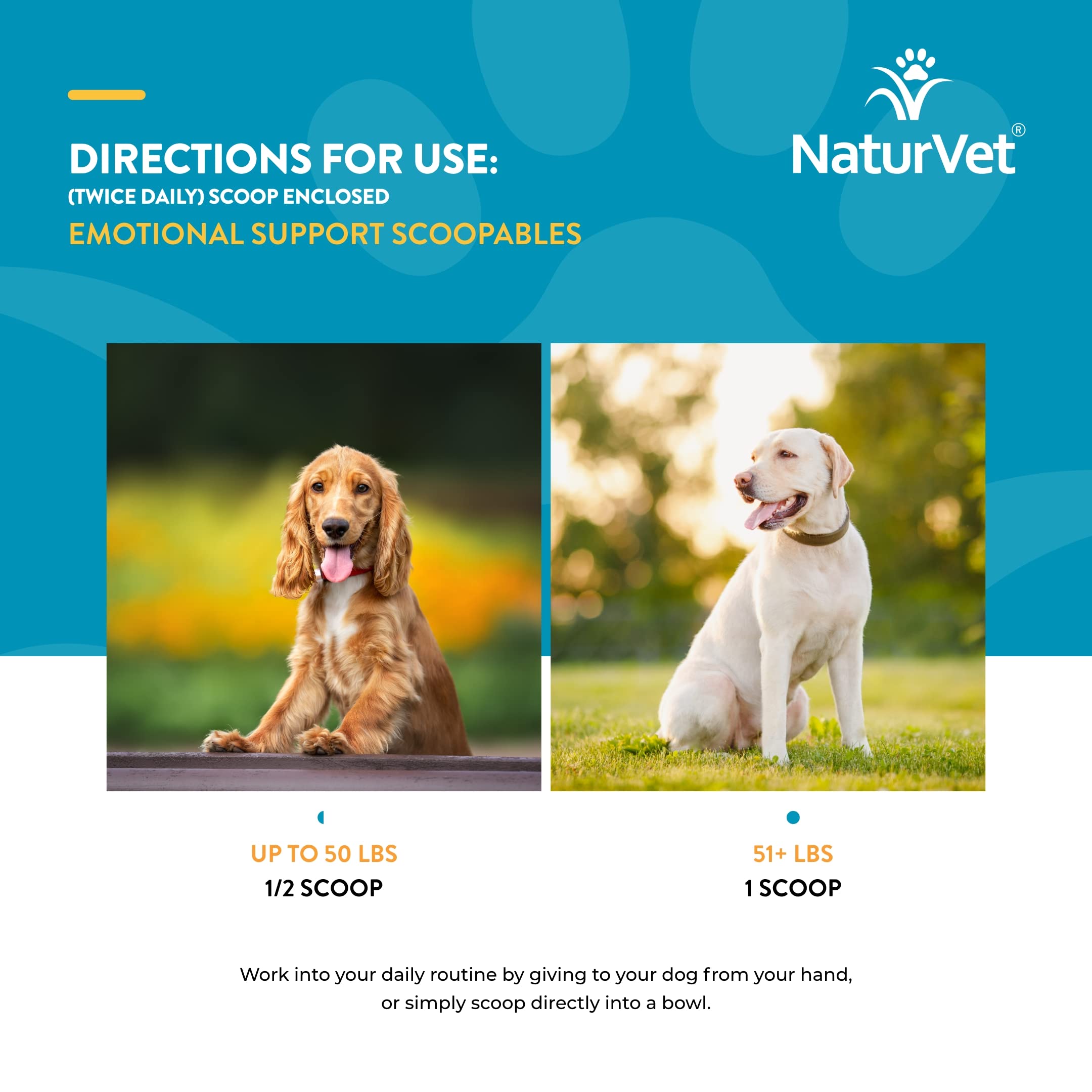 NaturVet Scoopables daily routine support during pet changes.