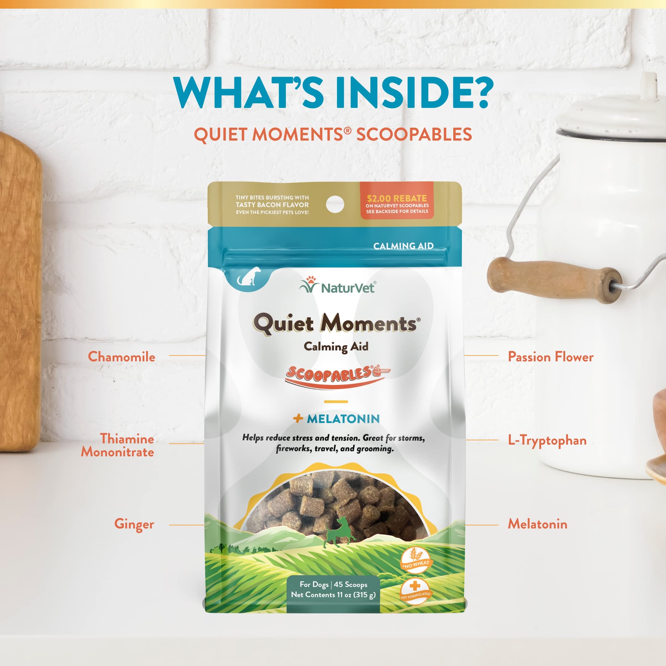 NaturVet Scoopables Quiet Moments packaging on shelf for easy purchase
