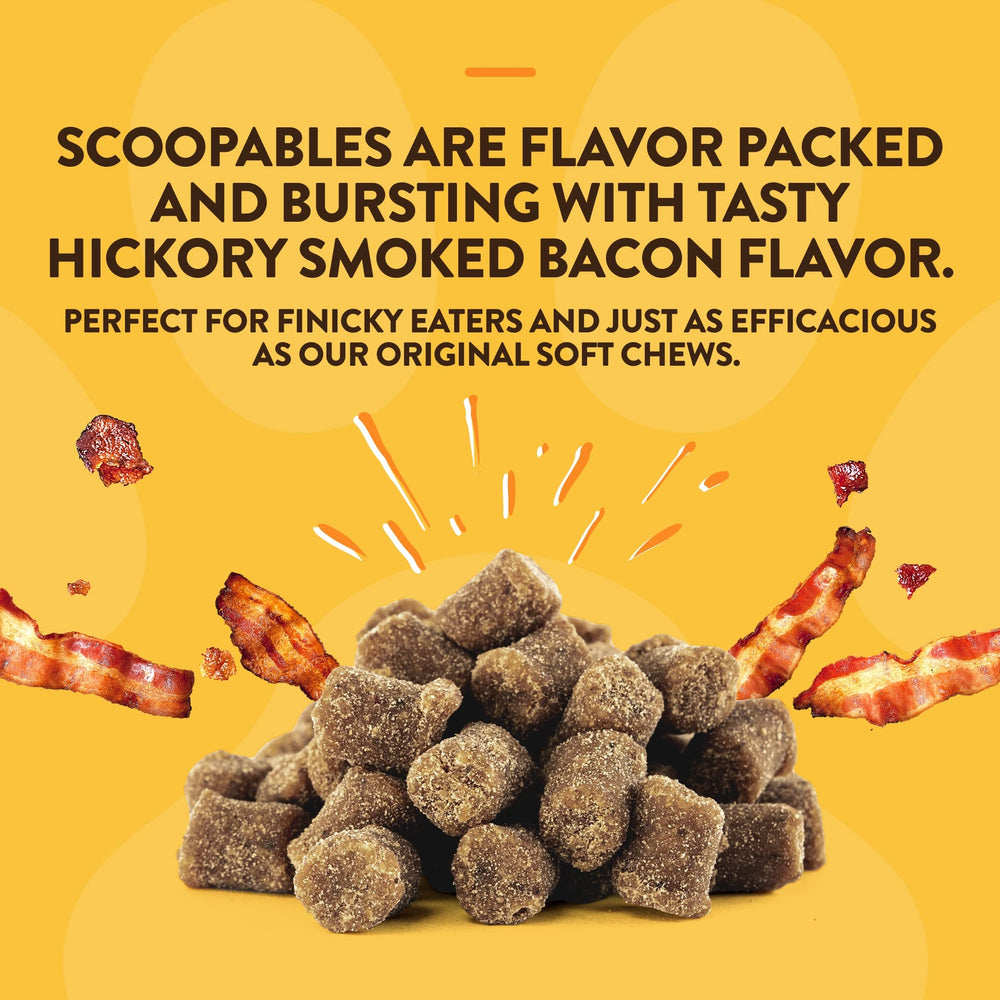 NaturVet Scoopables serving scoop demonstrates controlled portions for consistent dosing.