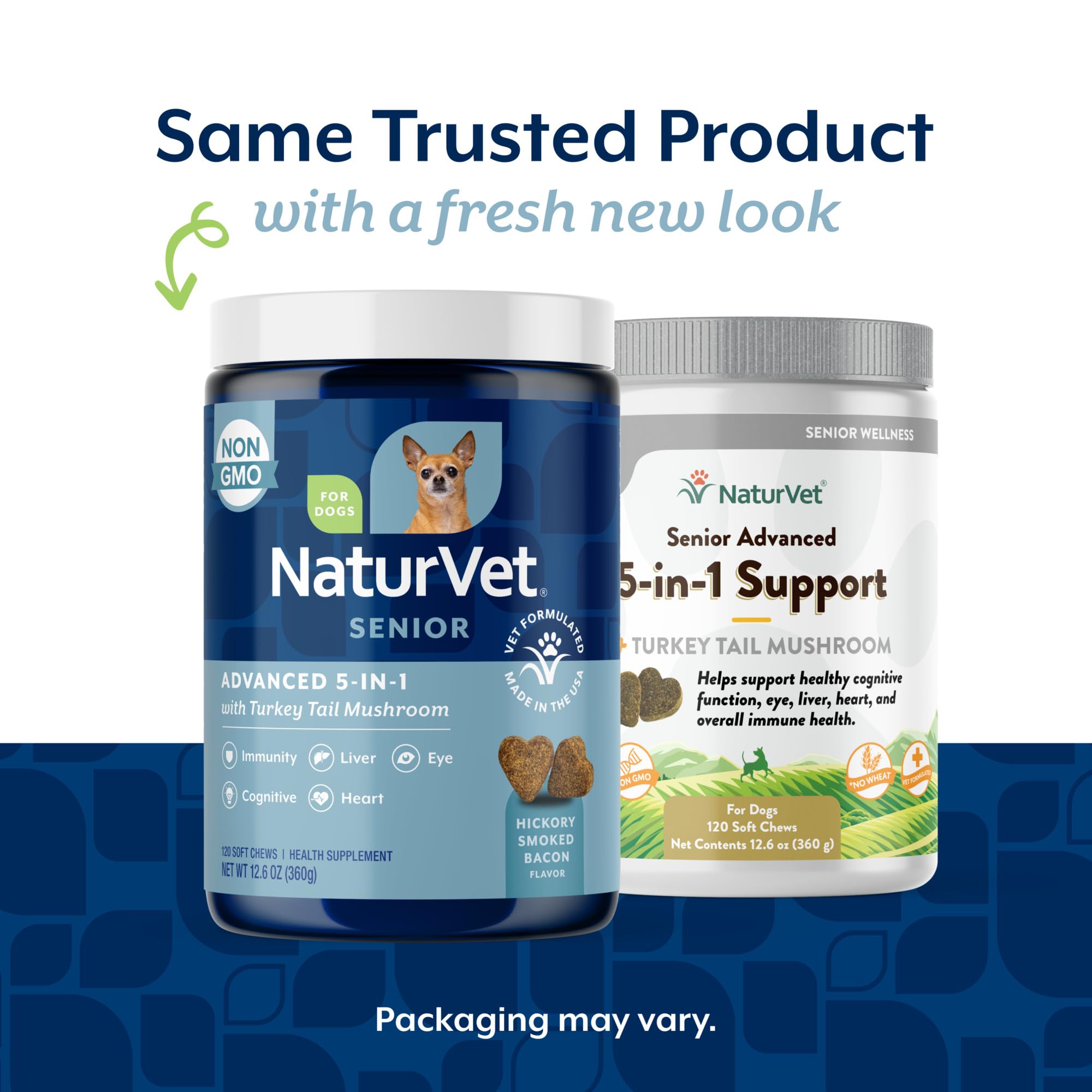 NaturVet Senior Advanced 5-in-1 soft chews closeup highlighting texture and flavor for dogs.