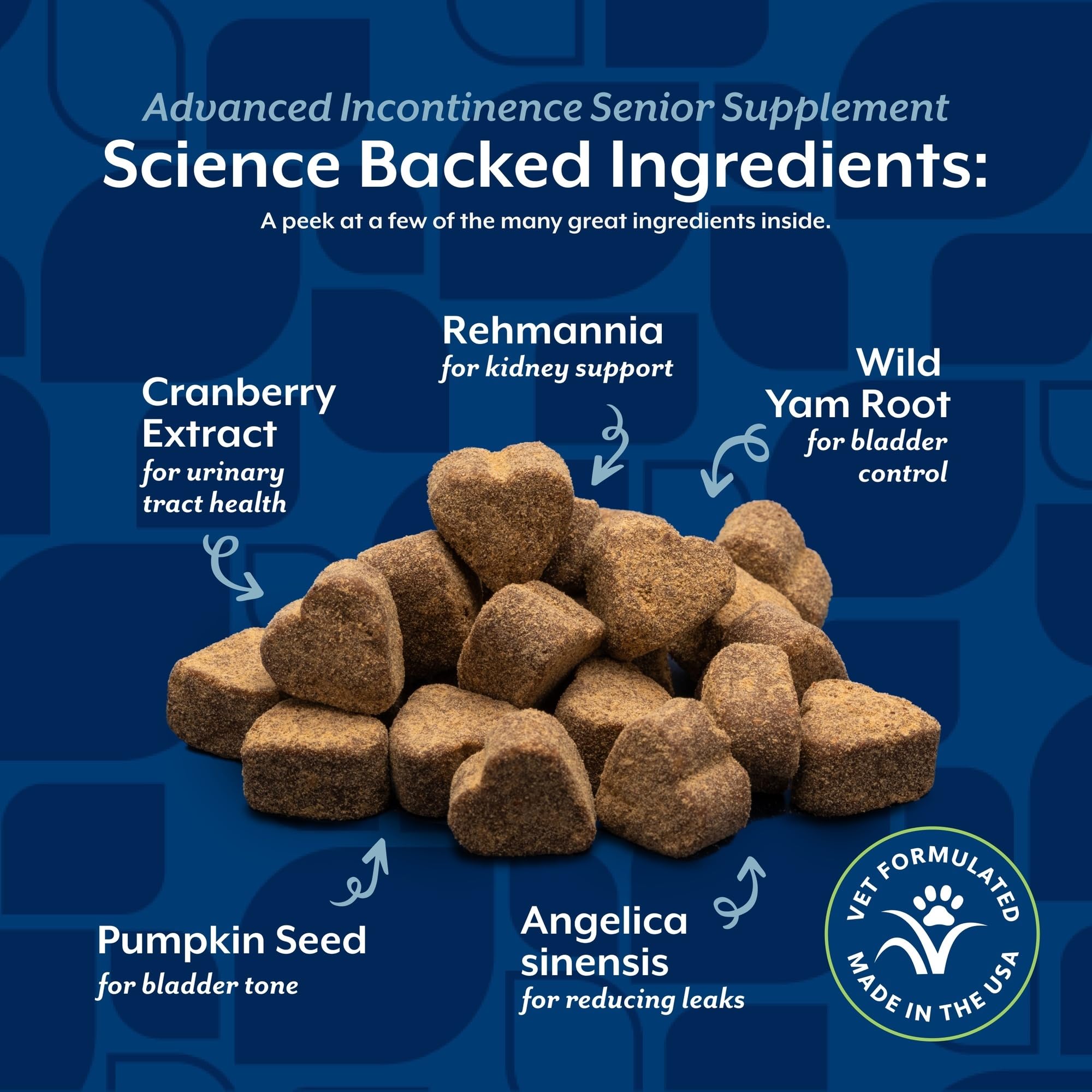 NaturVet Senior Advanced Incontinence bottle being poured for daily use.