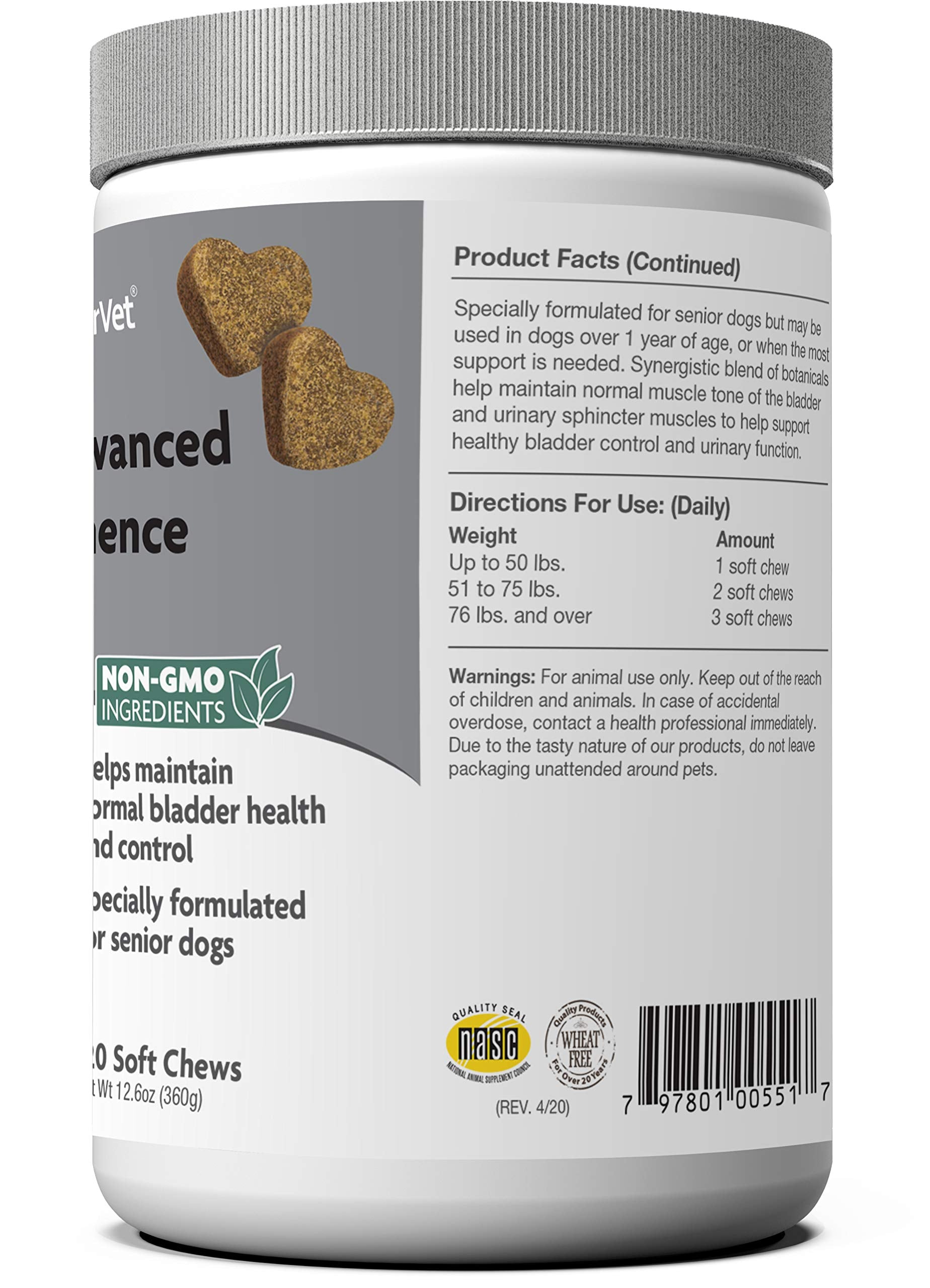 NaturVet Senior Advanced Incontinence soft chews on surface, appetizing and easy to give.