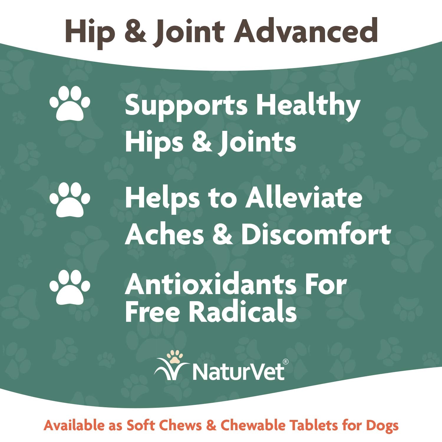 NaturVet Senior Wellness label detail highlights glucosamine and chondroitin for connective tissue support.