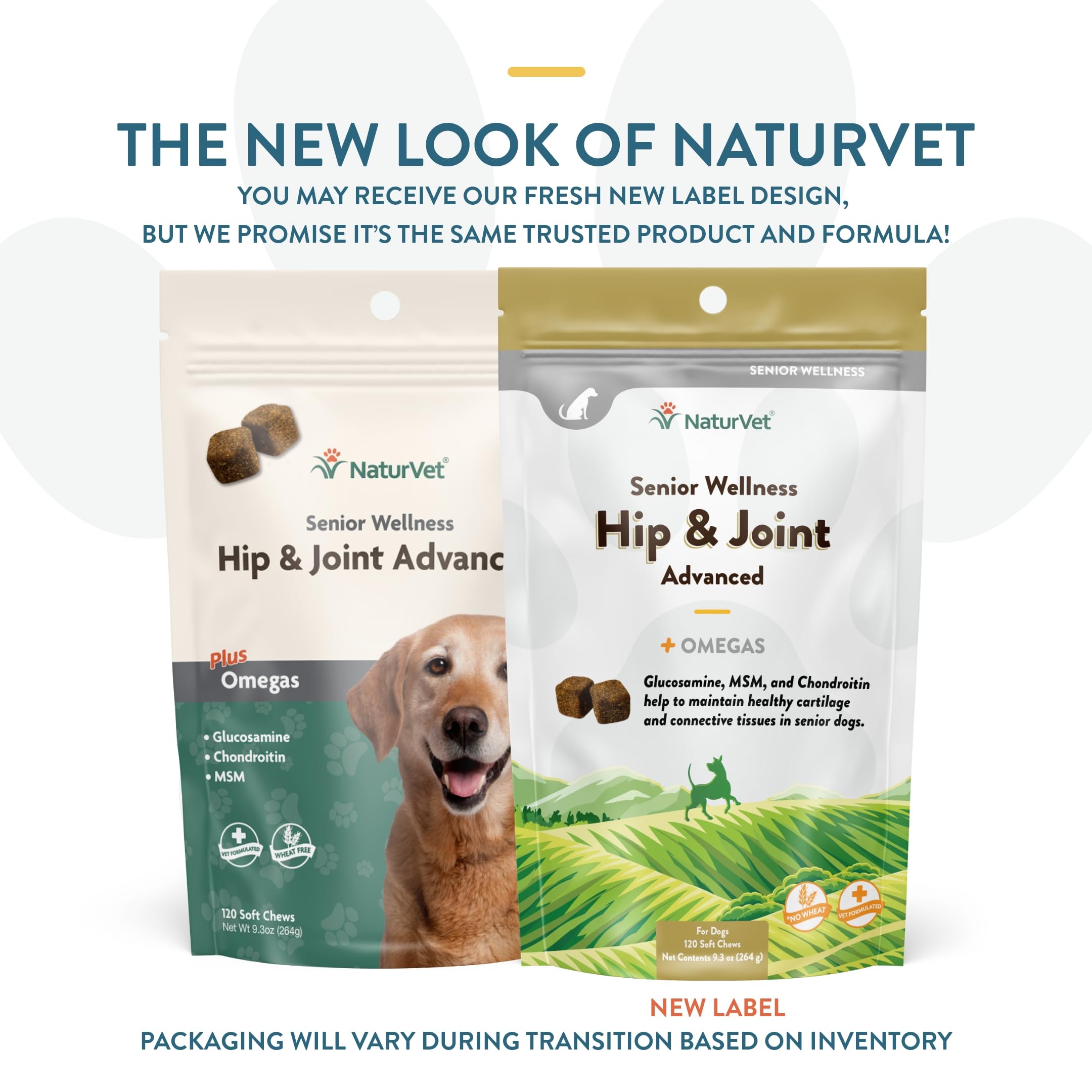 NaturVet Senior Wellness hip joint soft chews close-up highlighting chewy texture loved by dogs.