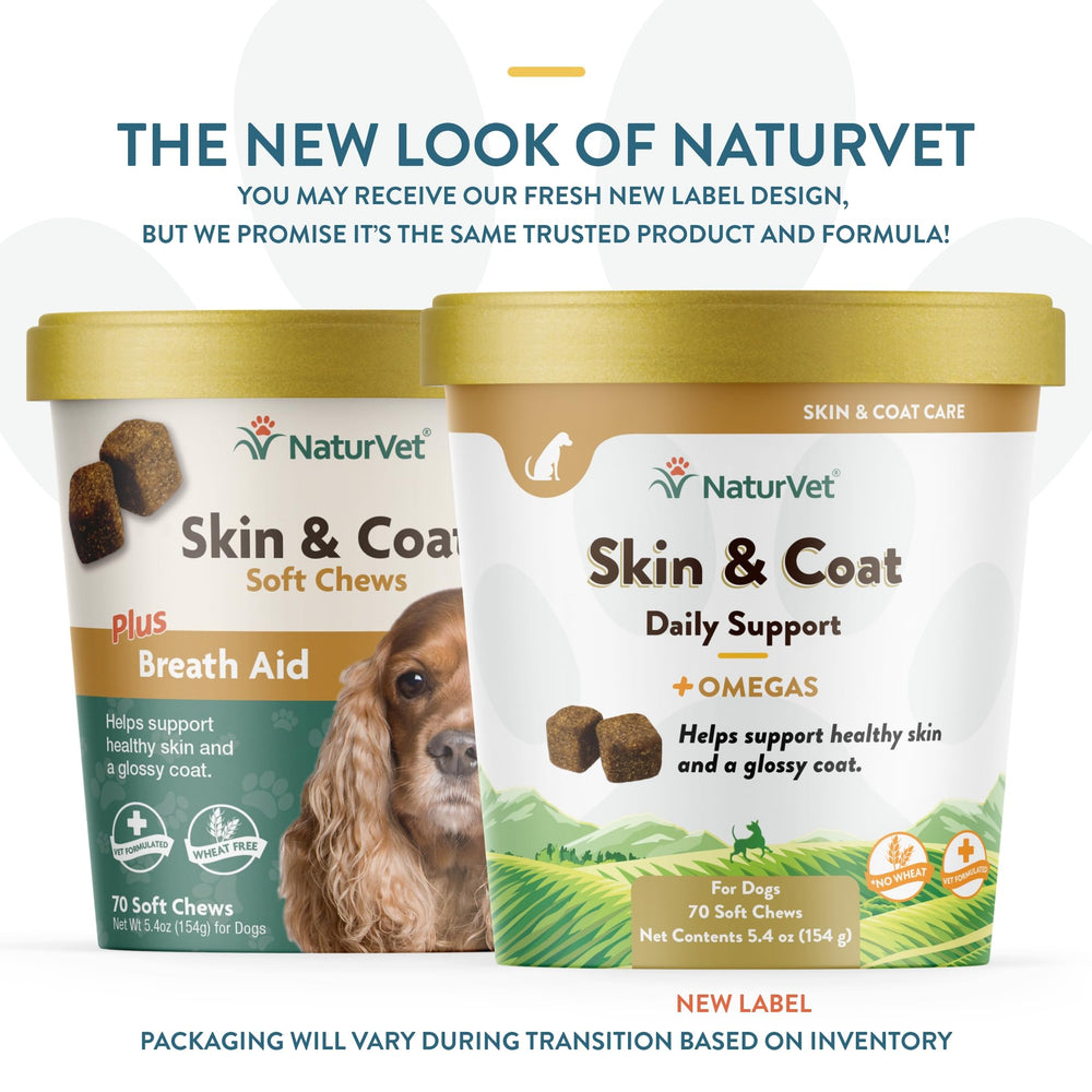NaturVet Skin and Coat Plus Breath Aid dog coat shine with omega support