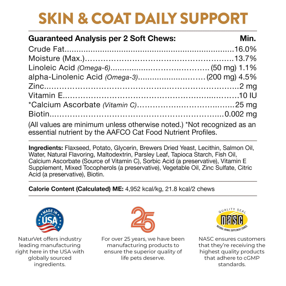 NaturVet Skin and Coat Plus Breath Aid satisfaction guarantee for customers