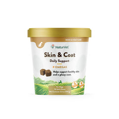 NaturVet Skin and Coat Plus Breath Aid soft chews for dogs promote a shiny coat