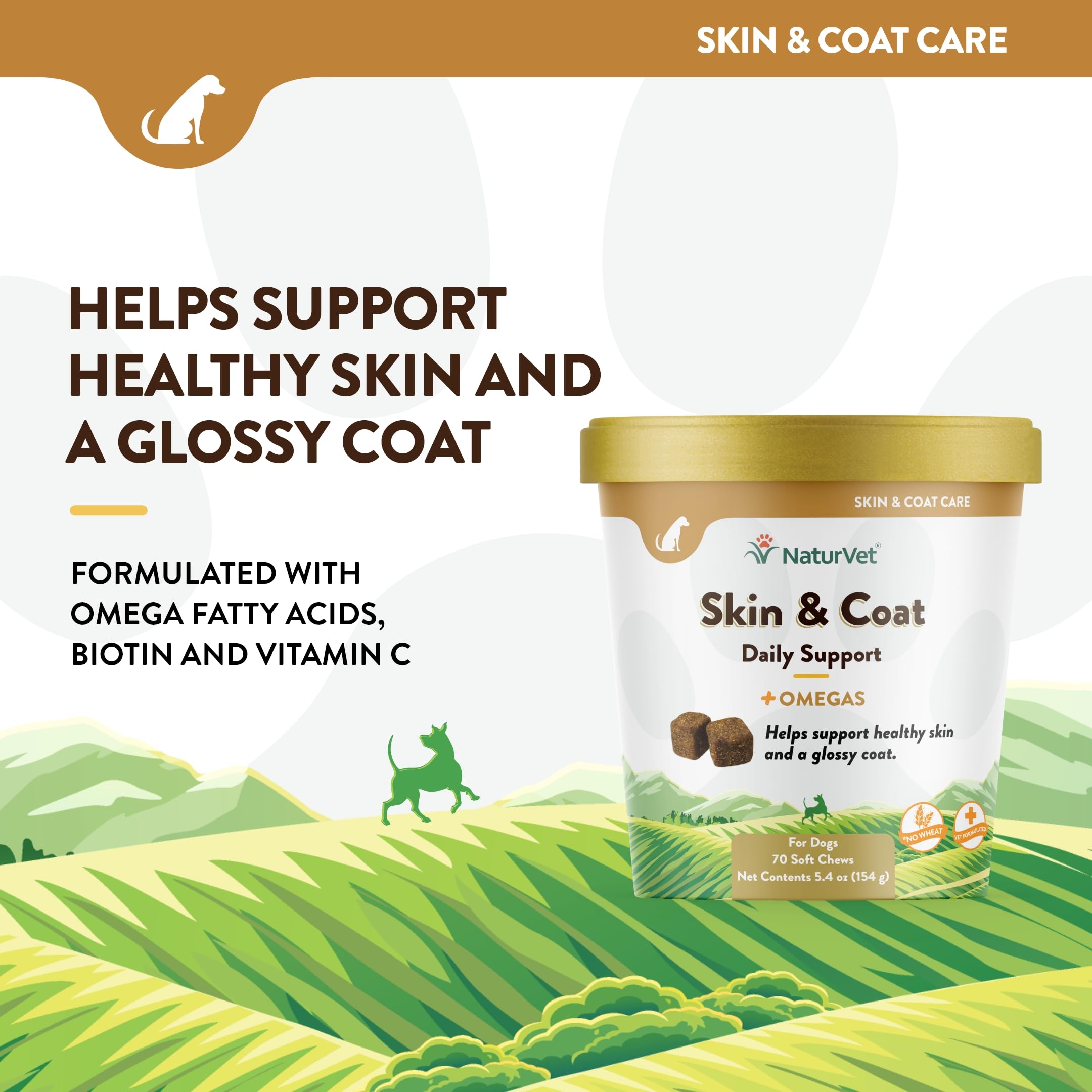 NaturVet Skin and Coat Plus Breath Aid wheat free soft chew for dogs