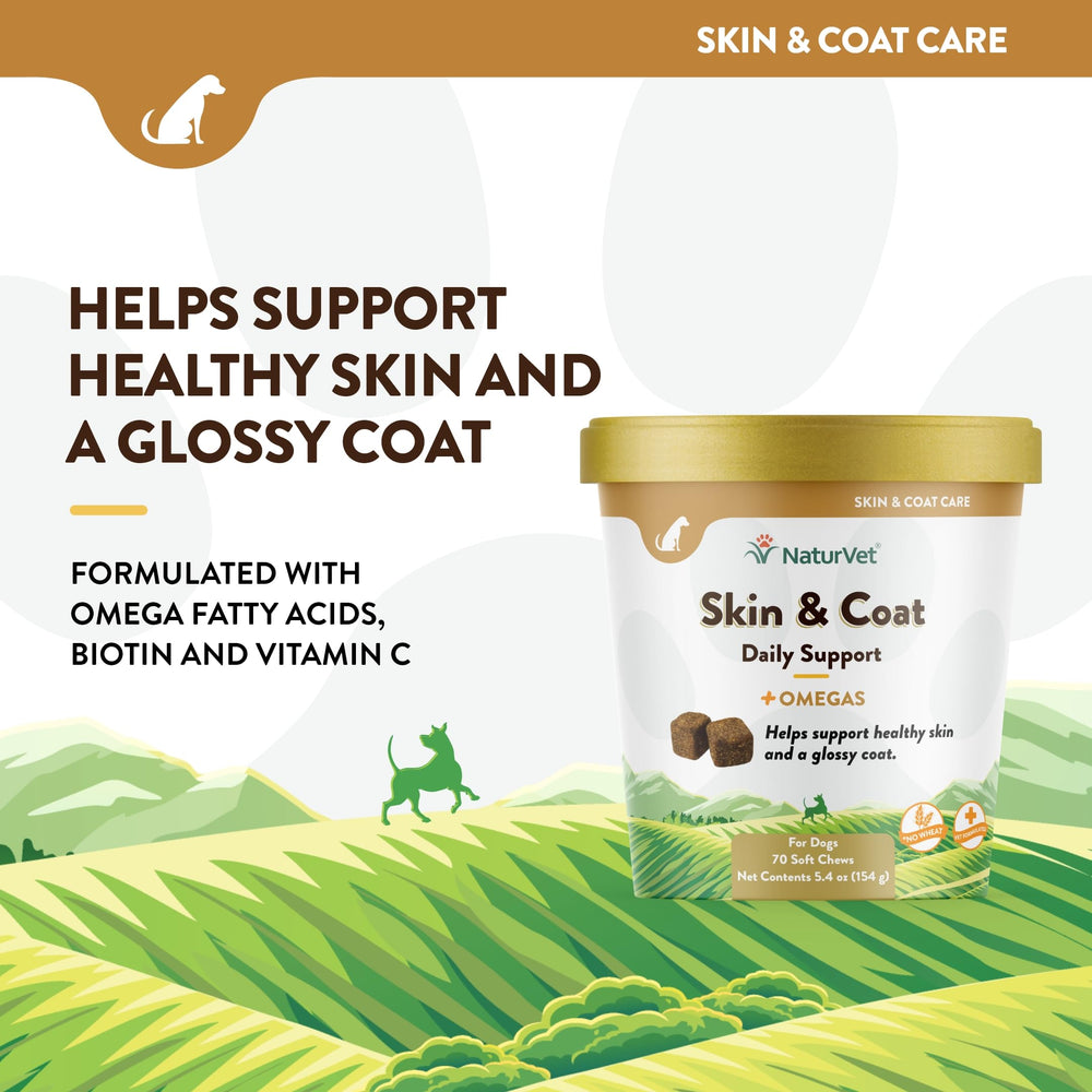 NaturVet Skin and Coat Plus Breath Aid wheat free soft chew for dogs