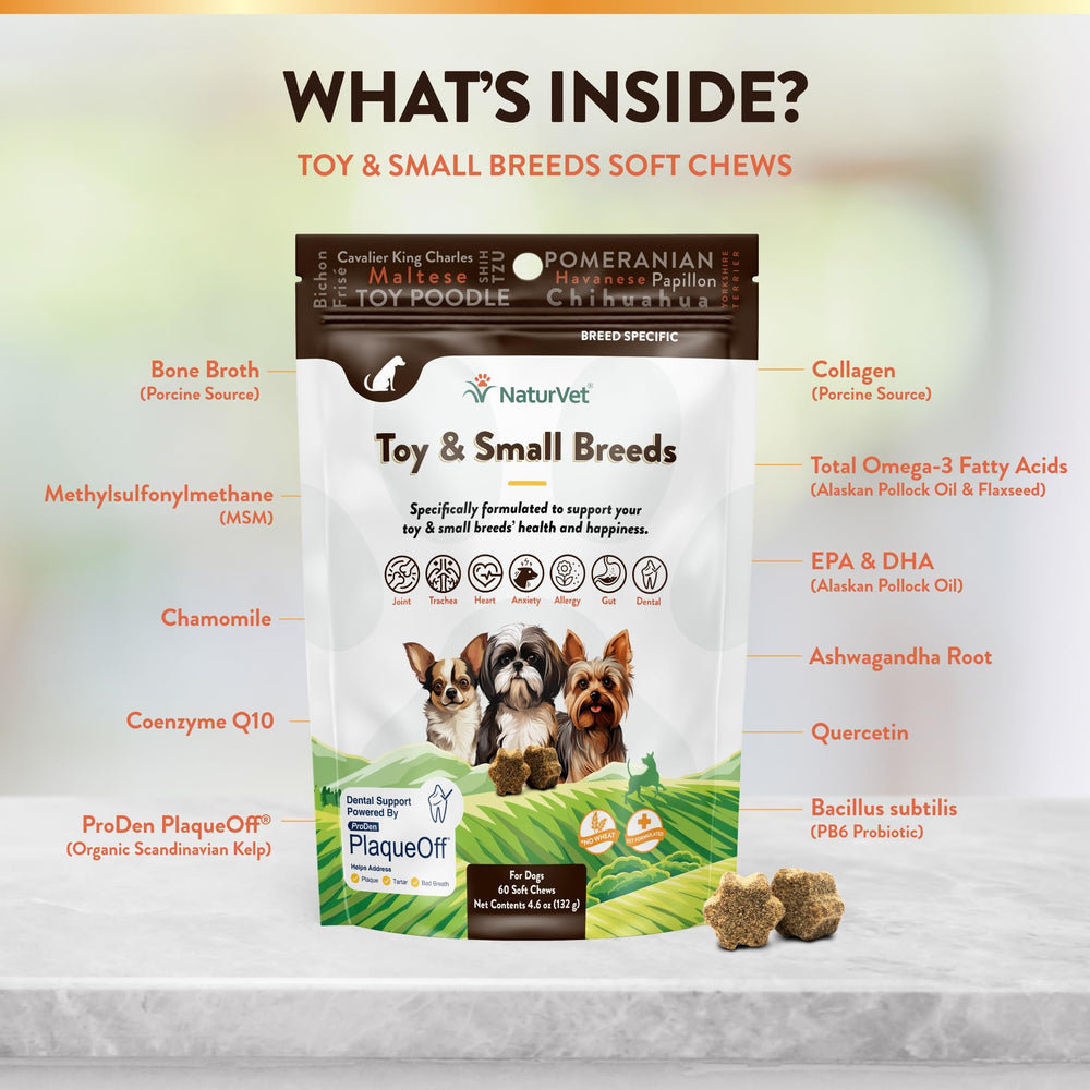 NaturVet Small Breeds omega-3 bundle image hinting heart and immune support