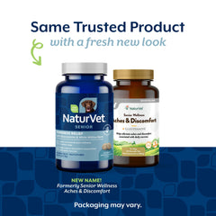 NaturVet Soreness Relief chewable tablets displayed for daily dosing and palatable use.