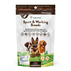 NaturVet Sport bottle front showing joint support formula for active dogs.