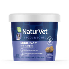 NaturVet Stool Ease package with soft chews for daily bowel support.