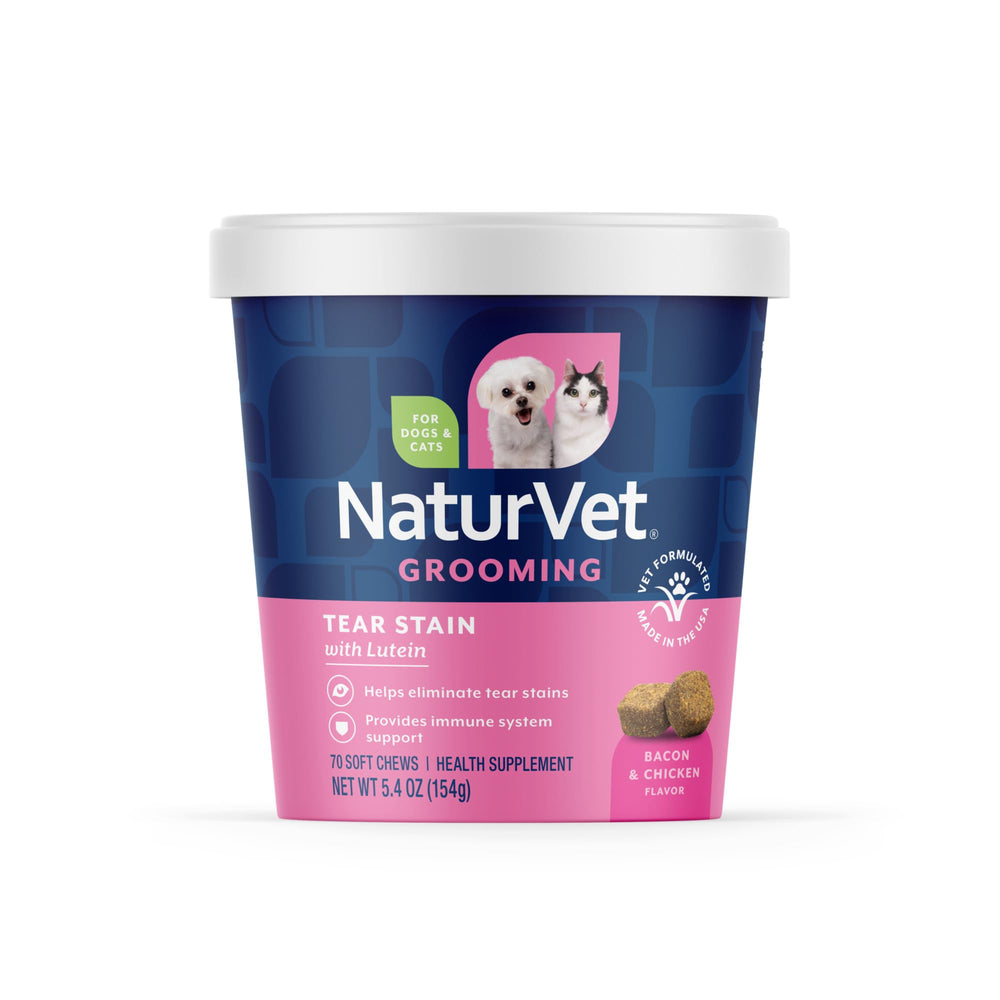 NaturVet Tear Stain Plus Lutein bottle front for dogs and cats.