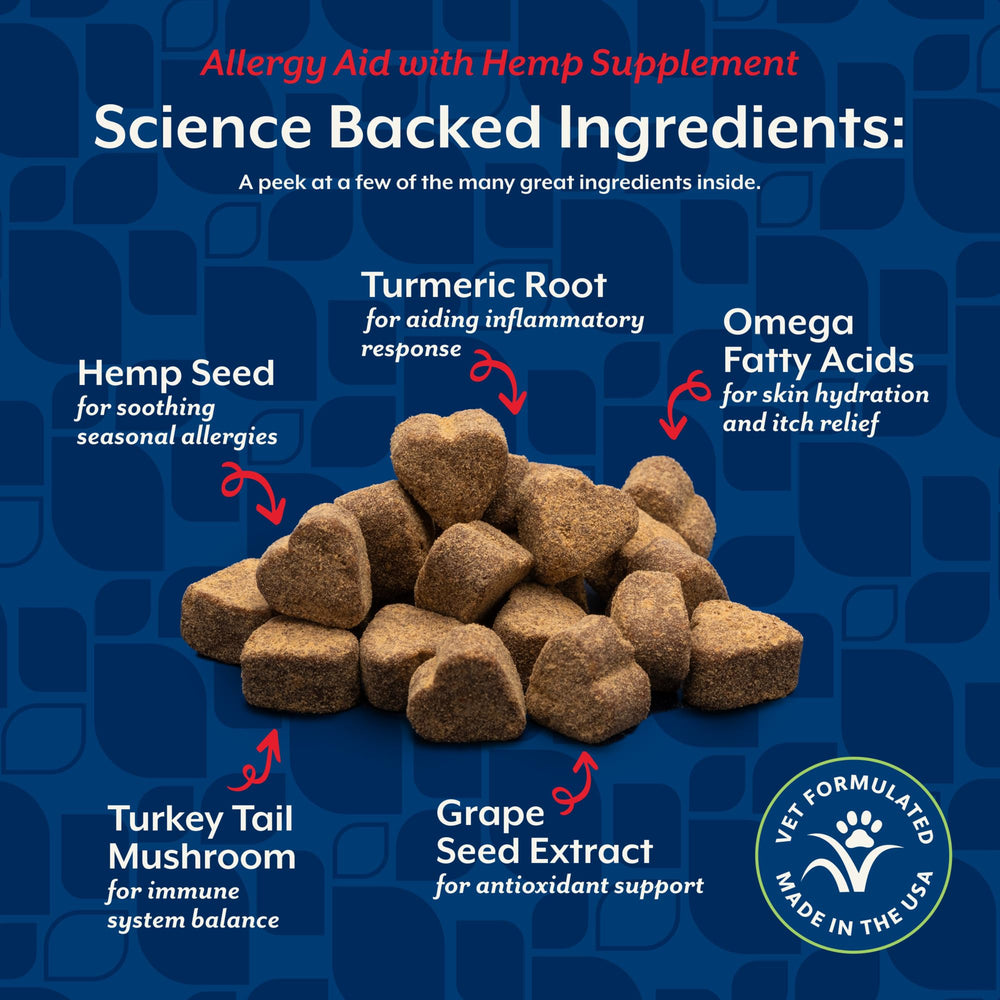 NaturVet veterinarian-formulated allergy aid chews for dogs.