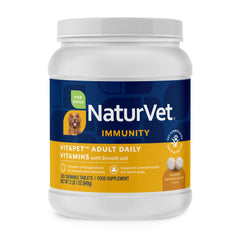 NaturVet Vita Pet Adult Plus Breath Aid tablets pack with time-release action for daily breath support.