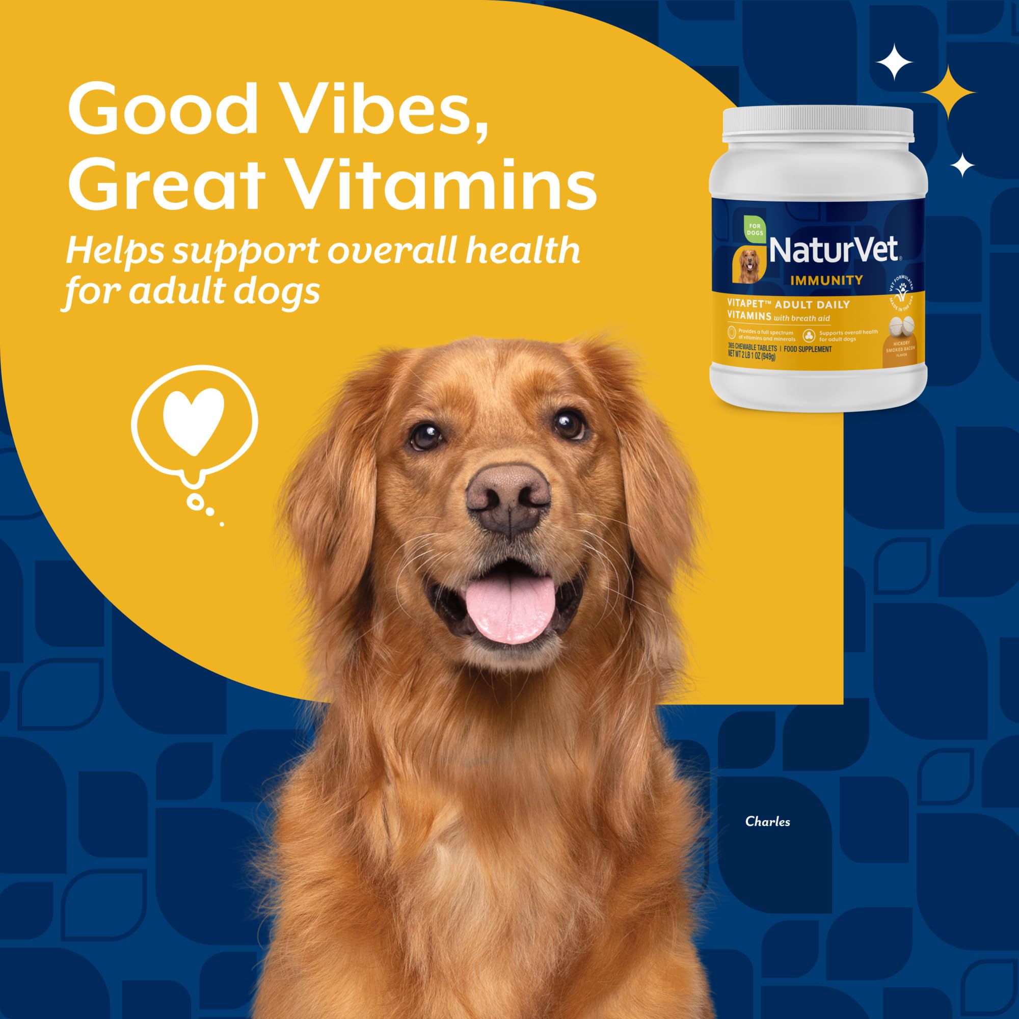 NaturVet Vita Pet Adult Plus bottle shows USA-made and veterinarian-formulated.