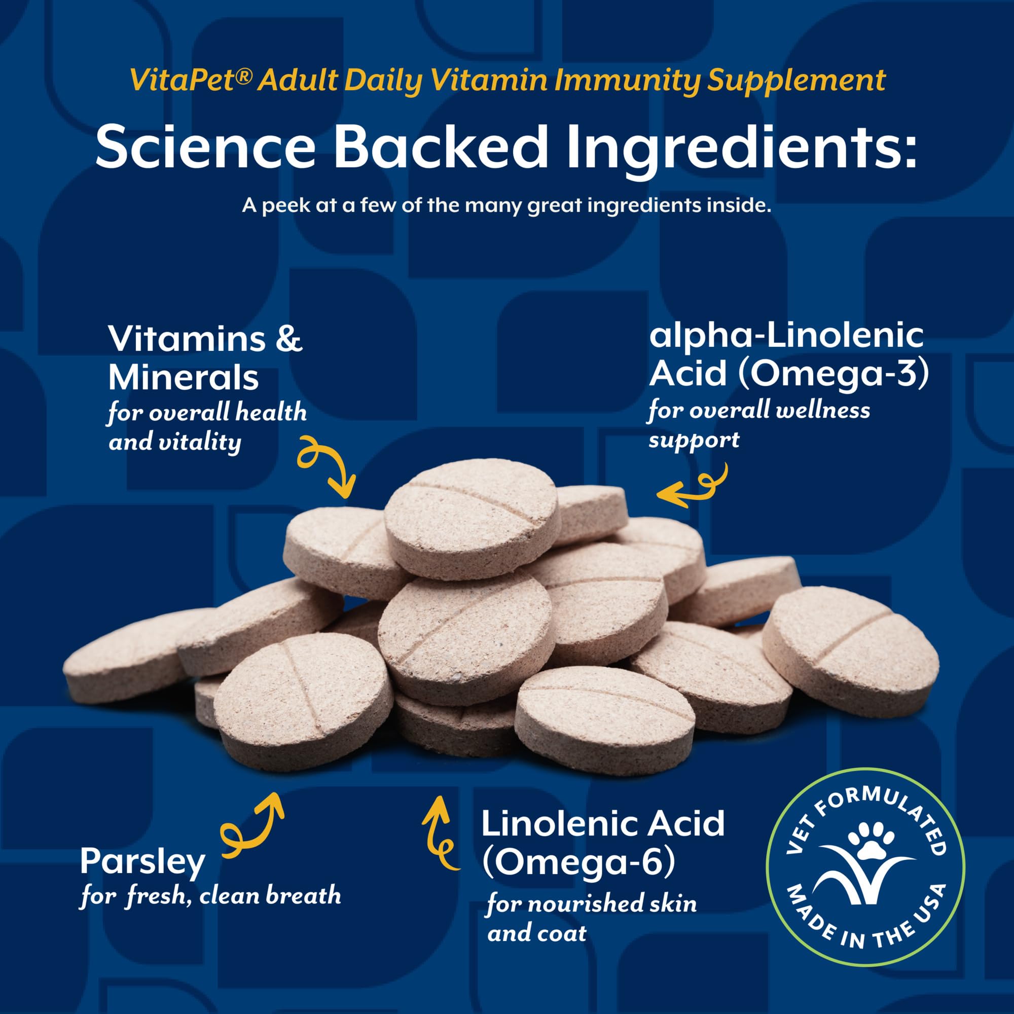 NaturVet Vita Pet Adult Plus vitamins and minerals for daily health.