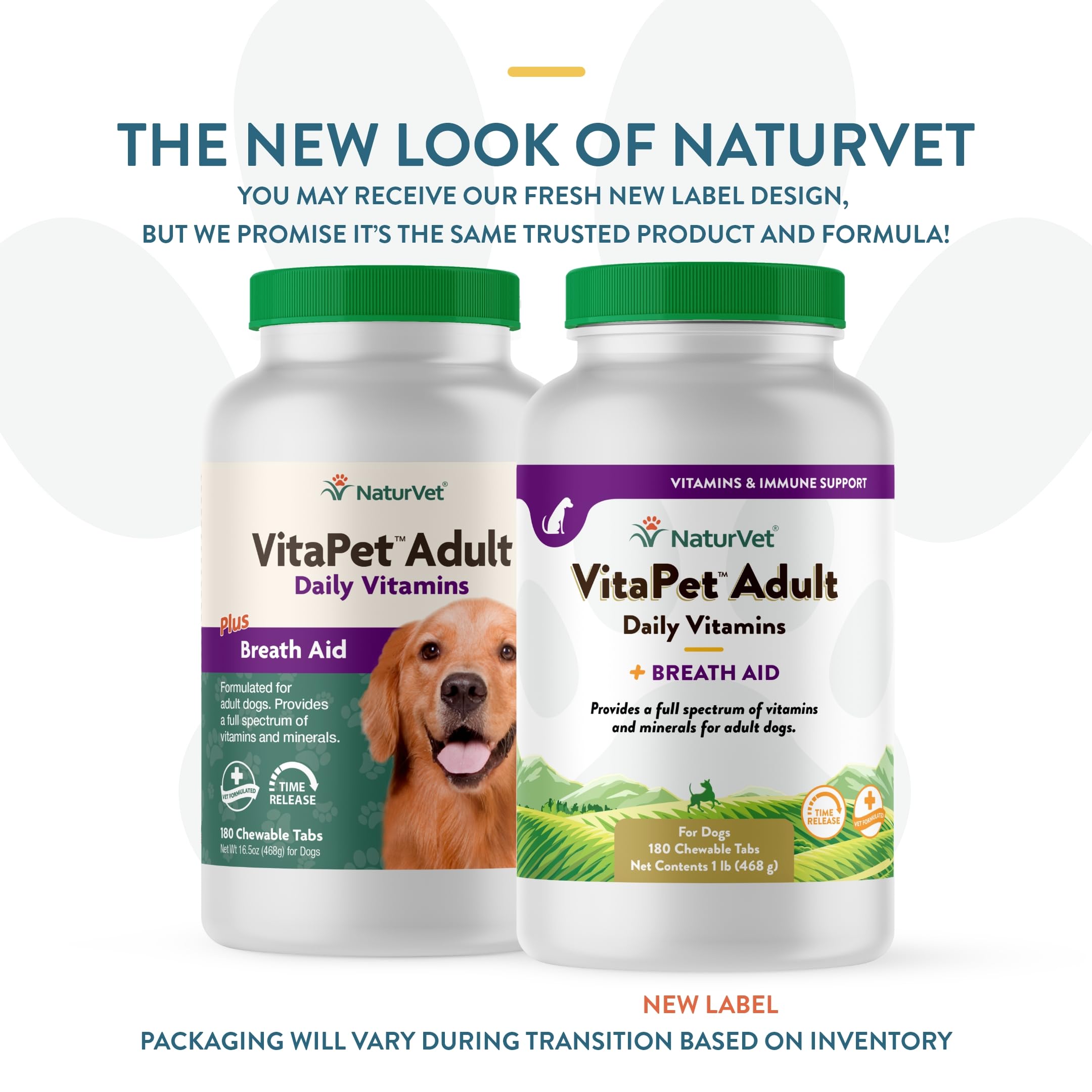 NaturVet VitaPet chew tablets closeup highlights easy-to-administer daily supplement.