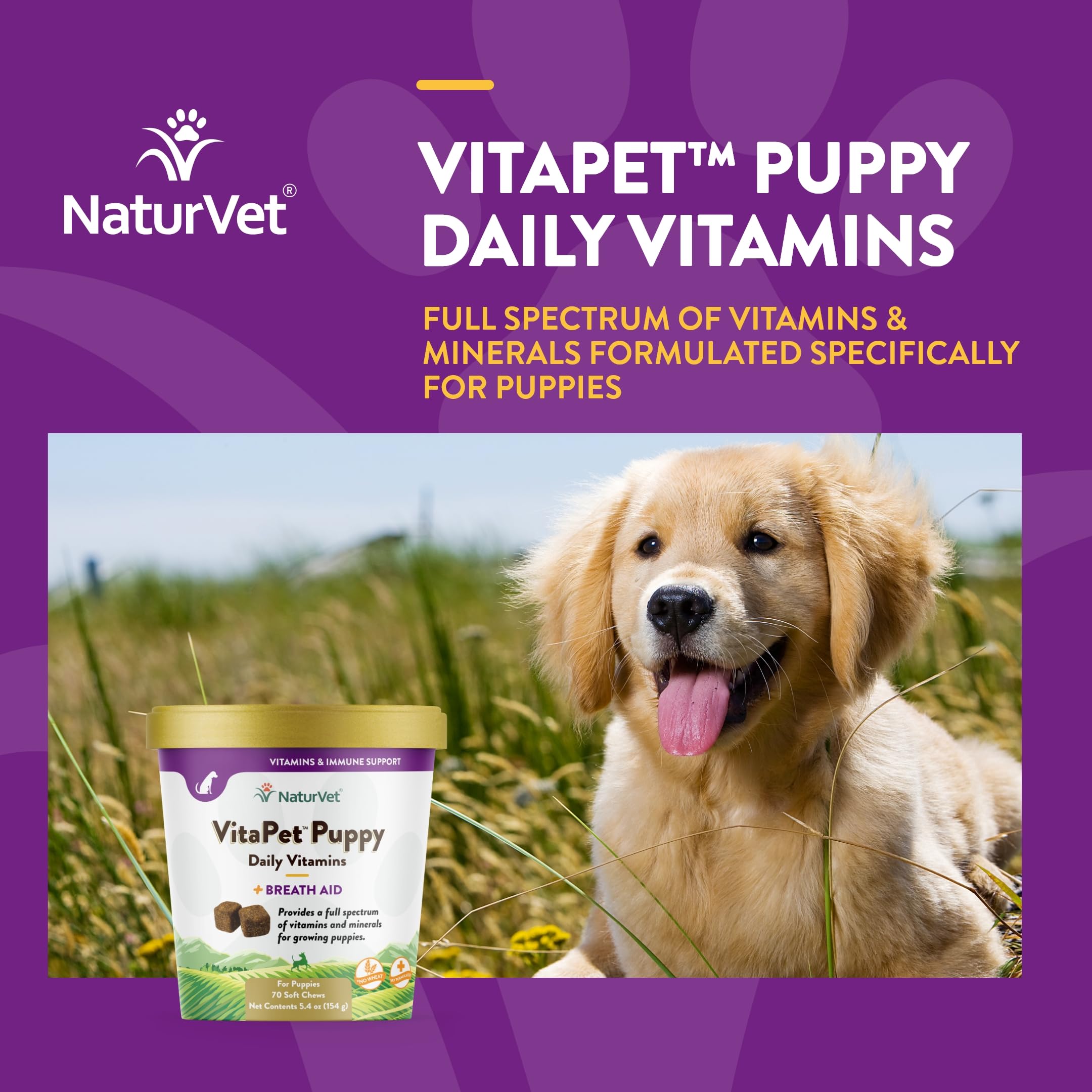NaturVet VitaPet bottle highlights breath aid feature.