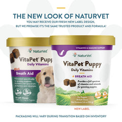 NaturVet VitaPet chews for puppies support balanced nutrition.