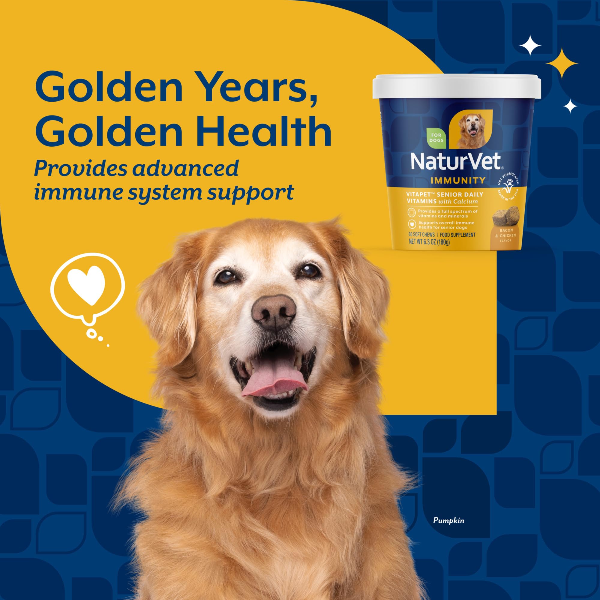 NaturVet VitaPet Senior glucosamine chews highlighting joint support for aging dogs