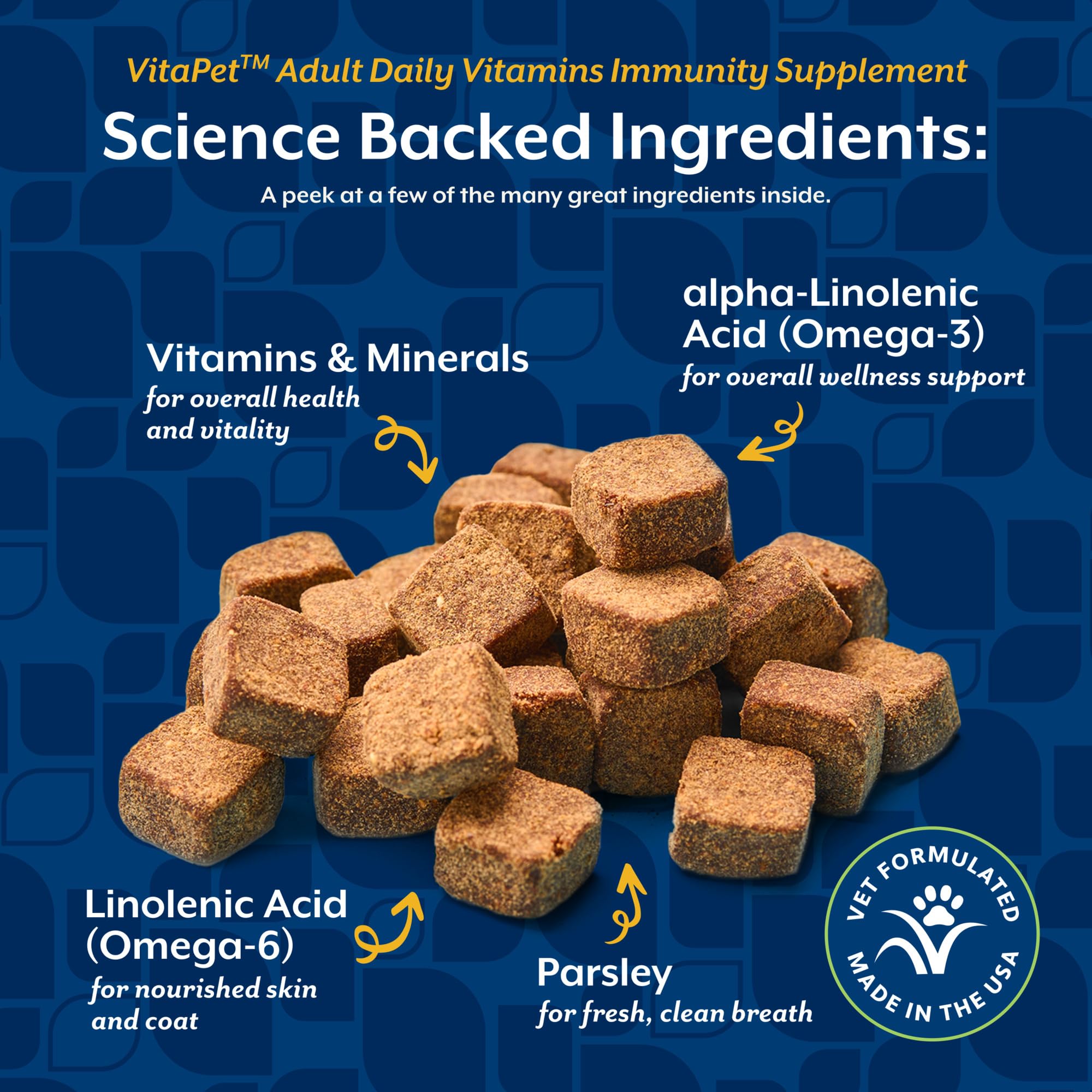 NaturVet VitaPet veterinarian formulated label, trusted formulation for adult dog supplementation.